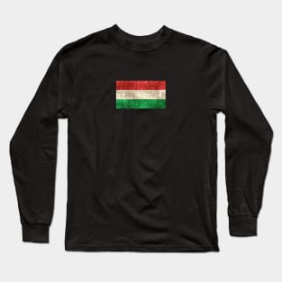 Vintage Aged and Scratched Hungarian Flag Long Sleeve T-Shirt